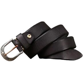 Men's Durable Belt - 3.8 cm Solid Cowhide with Stainless Steel Buckle in Kuwait