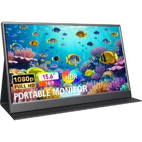 15.6 Inch Portable Monitor 1080P FHD IPS Gaming Display Monitor with USB-C & HDMI Light Weight Ultra-Slim External Second Screen with Smart Cover & Speakers for Laptop，PC, Mac, Phone, PS5, Switch in Saudi Arabia