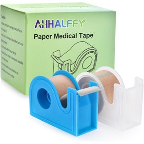 Medical Tape with Dispenser Paper Tape Medical 1 inch x 10yd Sensitive Skin Micropore Tape Breathable for Wound Care Nose Tape for Rhinoplasty Shaping(2 Rolls Tape + 2 Dispensers Included) in Kuwait
