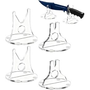 حامل عرض السكاكين - حامل عرض سكين واحد من الأكريليك لسطح المكتب لحماية مجموعة الشفرات في ديكور كابينة المطبخ المنزلي (شفاف، عبوتان) in Kuwait