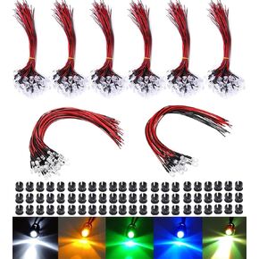 80 قطعة 3 مللي متر 6 فولت 8 ألوان سلك مسبق الصمام الثنائي 8 ألوان LED المصباح الكهربائي صمامات باعثة للضوء + 80 قطعة أسود 3 مللي متر LED حامل قصاصة عرض لوحة جبل in Kuwait
