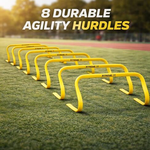 حواجز رشاقة متينة - للرياضيين من جميع مستويات المهارة، 8 قطع مقاس 5.9 بوصة، حواجز تدريب للرياضة واللياقة البدنية ومثاقب الرشاقة - حواجز سرعة صفراء من مادة البولي إيثيلين لتدريب كرة القدم وكرة القدم in Kuwait