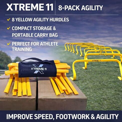 حواجز رشاقة متينة - للرياضيين من جميع مستويات المهارة، 8 قطع مقاس 5.9 بوصة، حواجز تدريب للرياضة واللياقة البدنية ومثاقب الرشاقة - حواجز سرعة صفراء من مادة البولي إيثيلين لتدريب كرة القدم وكرة القدم in Kuwait