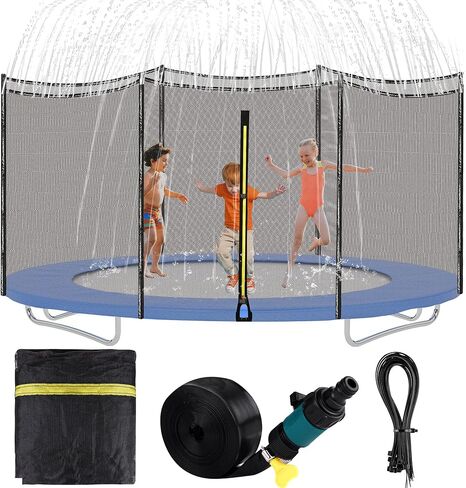 Aodaer Trampoline Net Replacement with Sprinkler 14Ft Safety Enclosure Net Weather Resistant Round Frame Trampoline Net for Round Frame Trampoline in Saudi Arabia