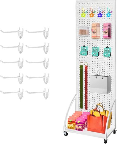 30 Packs 4" Long Metal Pegboard Hooks, Standard Pegboard Panel Hooks is Fit to Peg Board Panels and Pegboard Display Stand, White in Saudi Arabia