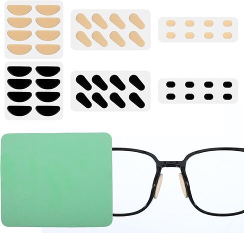 Foam Nose Pads for Glasses with 1 Pcs Green Eyeglass Cloth 24 Pairs Glasses Support Noses Pads Soft Foam Self-Adhesive Nose Pad Thin Nosepads Sponge Anti-Slip Noses Pad for Sunglasses in Saudi Arabia
