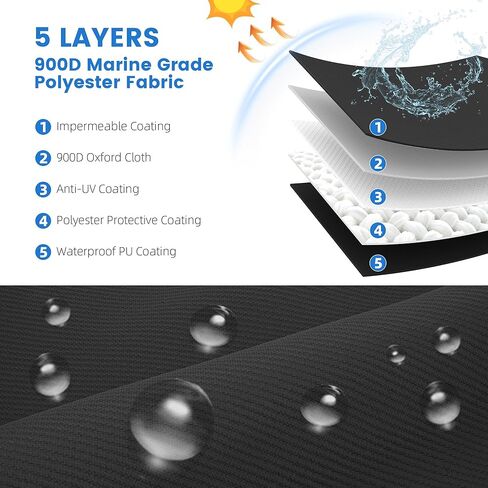 2 غطاء مكبر صوت للقارب، غطاء مكبر صوت برجي مقاوم للماء 900D، نسيج بوليستر مقاوم للأشعة فوق البنفسجية من الدرجة البحرية، 35.56 سم ارتفاع × 35.56 سم عرض × 33.02 سم عمق، أسود in Kuwait