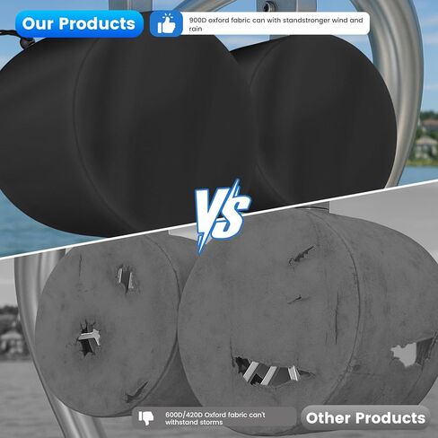 2 غطاء مكبر صوت للقارب، غطاء مكبر صوت برجي مقاوم للماء 900D، نسيج بوليستر مقاوم للأشعة فوق البنفسجية من الدرجة البحرية، 35.56 سم ارتفاع × 35.56 سم عرض × 33.02 سم عمق، أسود in Kuwait