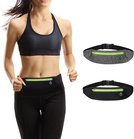 Slim Running Belt Waist Pack Bag, Hand Free Cell Phone Holder Waist Pouch Fanny Pack For Jogging Hiking, Adjustable Waterproof Runner Belt For Women Men(Black) in Saudi Arabia
