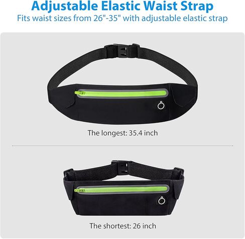 Slim Running Belt Waist Pack Bag, Hand Free Cell Phone Holder Waist Pouch Fanny Pack For Jogging Hiking, Adjustable Waterproof Runner Belt For Women Men(Black) in Saudi Arabia