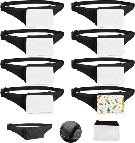 8 قطع من الفراغات التسامي فاني حزمة، التسامي فارغة crossbody رجل فاني حزم السائبة حقيبة الخصر تشغيل حقيبة فاني للنساء أكياس الحزام أكياس التسامي حزام قابل للتعديل DIY الهدايا للعائلة والأصدقاء in Kuwait
