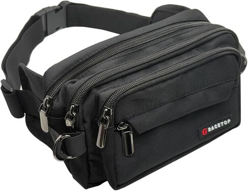 Multi-Pocket Fanny Pack Waist Bag, 4-Pocket Crossbody Belt Bag, Water-Repellent Travel Hip Pack with Soft Foldable Side Wings & Adjustable Strap for Running, Walking, Hiking, Cycling, and Travel in Saudi Arabia