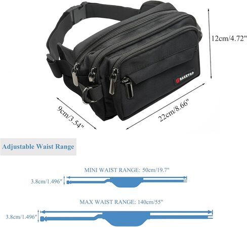 Multi-Pocket Fanny Pack Waist Bag, 4-Pocket Crossbody Belt Bag, Water-Repellent Travel Hip Pack with Soft Foldable Side Wings & Adjustable Strap for Running, Walking, Hiking, Cycling, and Travel in Saudi Arabia