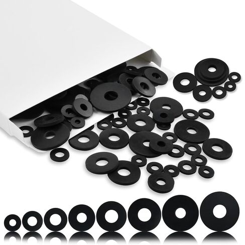 160 Pcs Flat Rubber Washers Assortment Kit, 10/10.5/12/16/18/20/25/30mm Black Rubber Flat Washer, Heavy Duty Rubber Washers for Bolts Faucets Screws Garden Hose Shower Head - 8 Sizes in Saudi Arabia