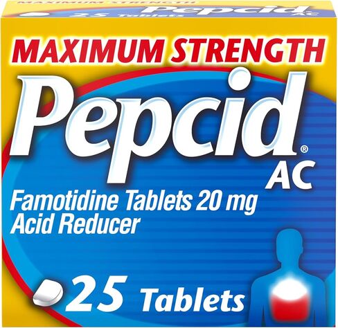 Pepcid AC Maximum Strength Heartburn Relief Tablets, OTC Medicine Prevents & Relieves Heartburn Due to Acid Indigestion & Sour Stomach, 20mg Famotidine Acid Reducer, Fast-Acting, 2 Pack, 8 ct & 50 ct in Kuwait