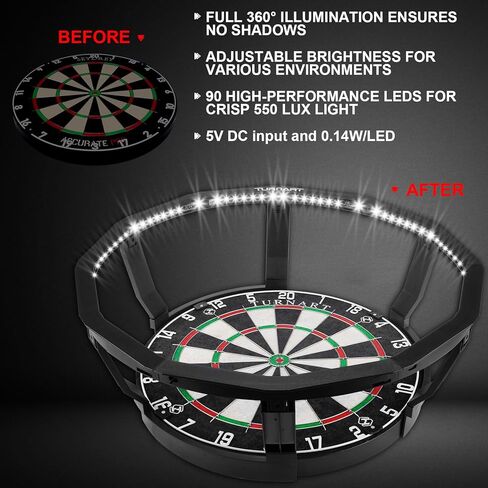Turnart Dart Board Light, 360° Dartboard Light Dart Accessories for Dartboards, 90 LED Dart Board Lighting System 550 LUX Illumination in Kuwait