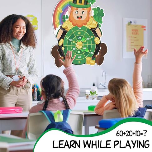 Cinrobiye St.Patrick's Day Game Irish Party Dart Board Game Set with 6 Sticky Balls and 6 Darts for Family Leprechaun Spring Birthday Party Supplies Garden Yard Lawn Indoor Outdoor Gatherings in Saudi Arabia