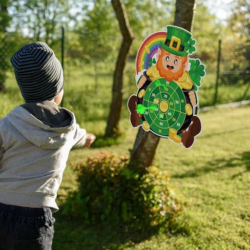 Cinrobiye St.Patrick's Day Game Irish Party Dart Board Game Set with 6 Sticky Balls and 6 Darts for Family Leprechaun Spring Birthday Party Supplies Garden Yard Lawn Indoor Outdoor Gatherings in Saudi Arabia