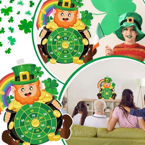 Cinrobiye St.Patrick's Day Game Irish Party Dart Board Game Set with 6 Sticky Balls and 6 Darts for Family Leprechaun Spring Birthday Party Supplies Garden Yard Lawn Indoor Outdoor Gatherings in Saudi Arabia