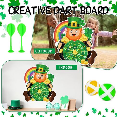 Cinrobiye St.Patrick's Day Game Irish Party Dart Board Game Set with 6 Sticky Balls and 6 Darts for Family Leprechaun Spring Birthday Party Supplies Garden Yard Lawn Indoor Outdoor Gatherings in Saudi Arabia