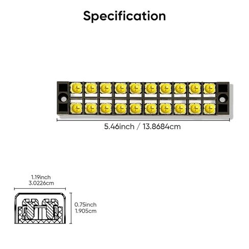كتلة طرفية 2 ملفوفة 10 دوائر 30 أمبير 450 فولت محطات برغي مزدوجة الصف و40 قطعة موصلات in Kuwait
