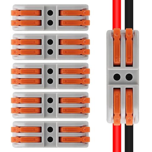 5Pcs Quick Connect Electrical Splicing Wire Connectors Kit Lever Wire Connectors Compact Butt Splice Inline Terminals AWG 28-12 2 in 2 Out Insulated Terminal for Home Terminal Block Connector in Saudi Arabia