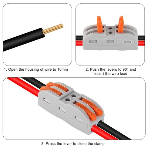 5Pcs Quick Connect Electrical Splicing Wire Connectors Kit Lever Wire Connectors Compact Butt Splice Inline Terminals AWG 28-12 2 in 2 Out Insulated Terminal for Home Terminal Block Connector in Saudi Arabia