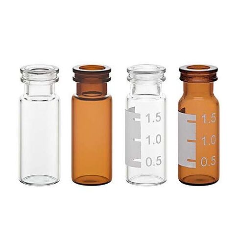 Chemglass CV-1202-1232, Clear Autosampler HPLC Vial with White Grad. Spot, Large Opening, 2.0mL Capacity, 12mm Diameter, 32mm Height, 11mm CR/SR, Pack of 100 in Kuwait