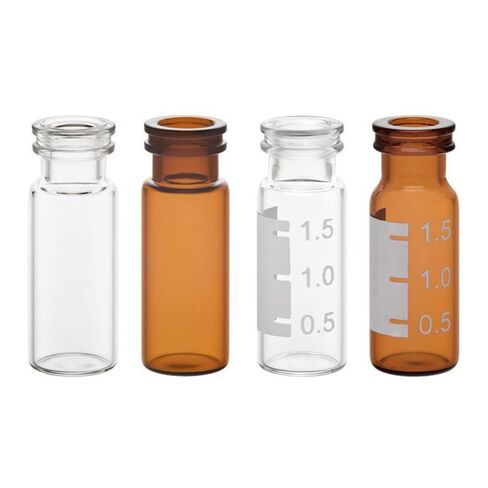 Chemglass CV-1200-1232, CR/Snap Ring Clear Autosampler HPLC Vial with Large Opening, 2.0mL Capacity, 12mm Diameter, 32mm Height, 11mm Crimp, Pack of 100 in Kuwait