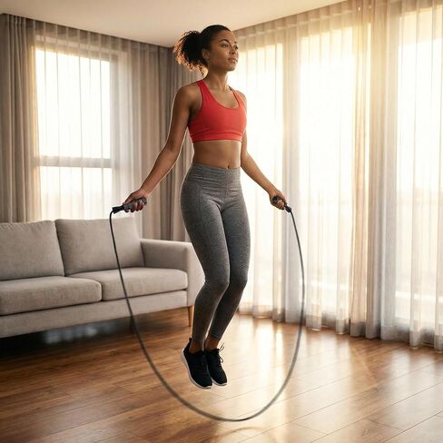 Jump Rope for Men, Black Weighted Training Rope with Non-Slip Handles for Home Gym Warmups and Outdoor Practice, Portable 1 Piece in Saudi Arabia