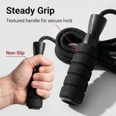 Jump Rope for Men, Black Weighted Training Rope with Non-Slip Handles for Home Gym Warmups and Outdoor Practice, Portable 1 Piece in Saudi Arabia