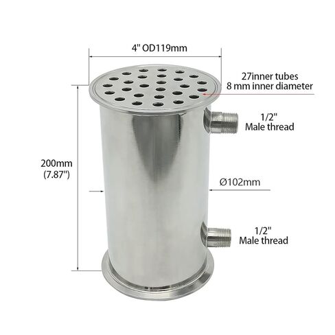 مكثف 4 بوصات، جهاز تقطير، جهاز إزالة البلغم، 304 من الفولاذ المقاوم للصدأ، يستخدم لارتجاع عمود تقطير الكحول in Kuwait