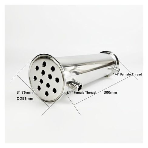 3 بوصة OD91mm Dephlegmator/مكثف التقطير مع 1/4" أنثى خيط، 12 أنبوبًا بالداخل/ID 8 مم، الطول 300 مم، ارتداد، SS304 in Kuwait