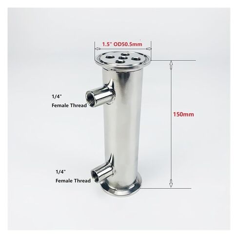 1.5 بوصة 38 مم (OD50.5 مم) مزيل البلغم، الارتجاع، مكثف التقطير مع مداس أنثى 1/4 بوصة، الطول 150 مم، فولاذ 304 in Kuwait