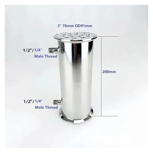 3 بوصة FlangeOD91mm، مزيل البلغم/مكثف بخيط ذكر/أنثى 1/4 بوصة أو 1/2 بوصة، 15 أنبوبًا داخليًا بمعرف 8 مم، L-200 مم، SS304 (خيط ذكر، 1/2 بوصة) in Kuwait