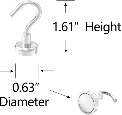 Heavy Duty Magnetic Hooks 5/8" Magnetic Base,25lbs Vertical Pull Force-10Pack Super Strong Rare Earth Magnet Hook,Strong Cruise Hook for Hanging,Magnetic Hanger for Cabins,Grill,Kitchen in Saudi Arabia