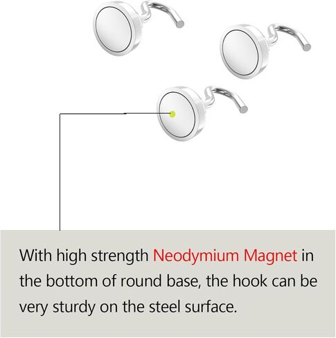 Heavy Duty Magnetic Hooks 5/8" Magnetic Base,25lbs Vertical Pull Force-10Pack Super Strong Rare Earth Magnet Hook,Strong Cruise Hook for Hanging,Magnetic Hanger for Cabins,Grill,Kitchen in Saudi Arabia