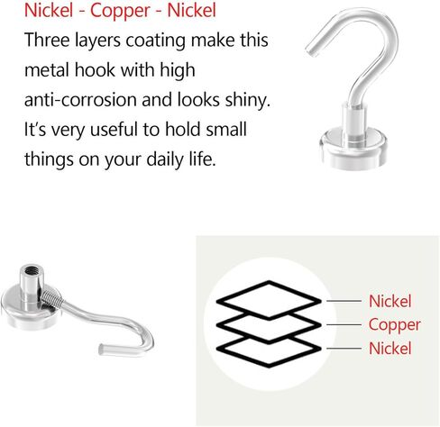 Heavy Duty Magnetic Hooks 5/8" Magnetic Base,25lbs Vertical Pull Force-10Pack Super Strong Rare Earth Magnet Hook,Strong Cruise Hook for Hanging,Magnetic Hanger for Cabins,Grill,Kitchen in Saudi Arabia