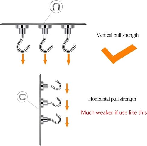 Heavy Duty Magnetic Hooks 5/8" Magnetic Base,25lbs Vertical Pull Force-10Pack Super Strong Rare Earth Magnet Hook,Strong Cruise Hook for Hanging,Magnetic Hanger for Cabins,Grill,Kitchen in Saudi Arabia