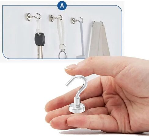 Heavy Duty Magnetic Hooks 5/8" Magnetic Base,25lbs Vertical Pull Force-10Pack Super Strong Rare Earth Magnet Hook,Strong Cruise Hook for Hanging,Magnetic Hanger for Cabins,Grill,Kitchen in Saudi Arabia