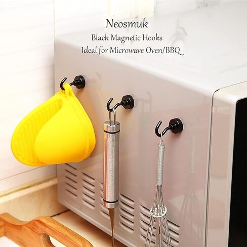 4 Pack-Black Magnetic Hooks, 30LB Strong Neodymium Magnetic Hooks for Cruise, Grill, Towel, Indoor Hanging, Kitchen, Workplace, Office and Garage in Saudi Arabia