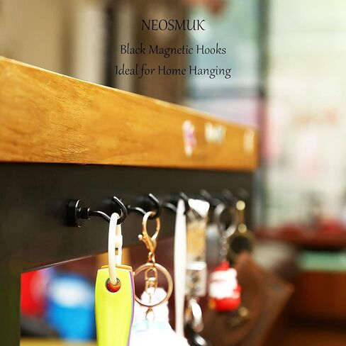 4 Pack-Black Magnetic Hooks, 30LB Strong Neodymium Magnetic Hooks for Cruise, Grill, Towel, Indoor Hanging, Kitchen, Workplace, Office and Garage in Saudi Arabia