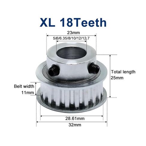 XL 18T Timing Pulley 11mm Width Toothed Belt 5/6/6.35/8/10/12/12.7mm Bore 5.08mm Teeth Pitch 1Pcs(10mm) in Saudi Arabia