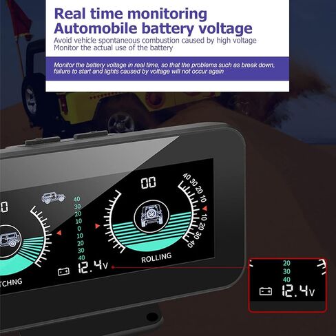 Digital Car Inclinometer,Digital Angle Slope Meter with High Resolution LCD Display and Alarm Alert, for Real Time Pitch Roll Measurement and Battery Voltage Monitoring in Saudi Arabia