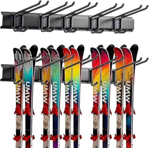 Ski Rack Wall Mount - Ski Holders for Wall Heavy Duty 10 Pairs of Snowboard Storage Indoor Holds Up to 300lbs for Garage Organization Home Shed in Saudi Arabia