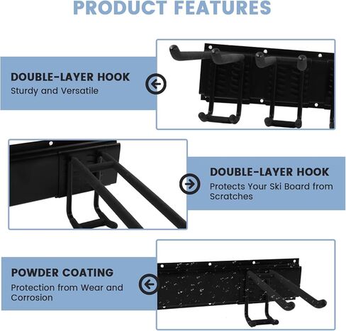Ski Rack Wall Mount - Ski Holders for Wall Heavy Duty 10 Pairs of Snowboard Storage Indoor Holds Up to 300lbs for Garage Organization Home Shed in Saudi Arabia