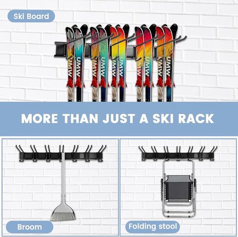 Ski Rack Wall Mount - Ski Holders for Wall Heavy Duty 10 Pairs of Snowboard Storage Indoor Holds Up to 300lbs for Garage Organization Home Shed in Saudi Arabia