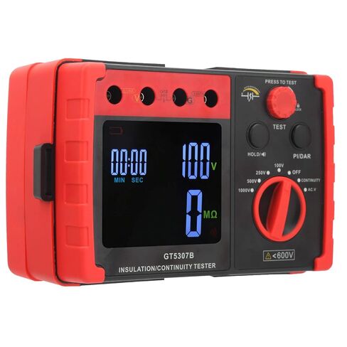 GT5307B Digital Insulation Resistance Tester, High Voltage Megohmmeter, Large LCD Display with Alarm, 100V - 1000V Range for Motors Cables, Includes Test Leads Cl in Saudi Arabia