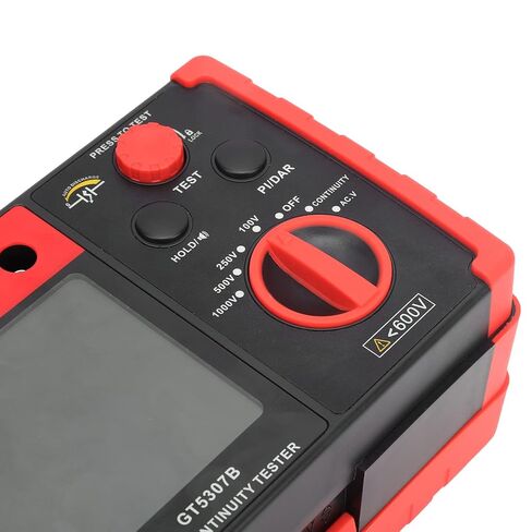 GT5307B Digital Insulation Resistance Tester, High Voltage Megohmmeter, Large LCD Display with Alarm, 100V - 1000V Range for Motors Cables, Includes Test Leads Cl in Saudi Arabia