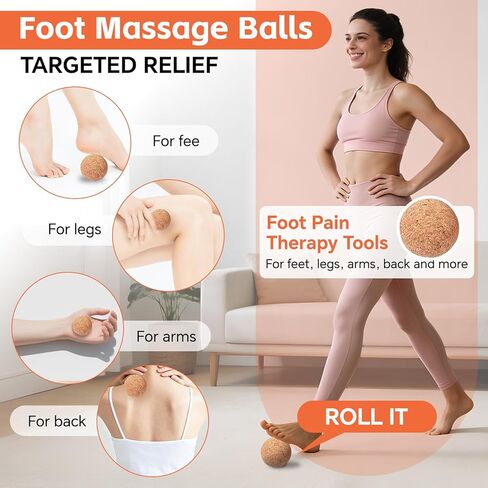 مجموعة تدريب تقوية وتوازن القدم من الفلين - نظام حركة القدم 4 في 1 مع الأسطوانة وكرة التدليك وأشرطة أصابع القدم | تحسين الاستقرار، وإصلاح الإفراط في الكب، وتعزيز التوازن واستعادة وظيفة القدم الطبيعية in Kuwait